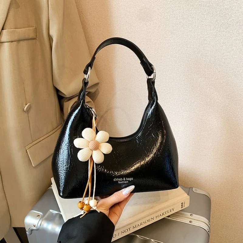 Elegant Leather Diaper Bag Retro Solid Color Shopper High-End Minimalist Commuter Shoulder Bag Fashionable Clutch For Party