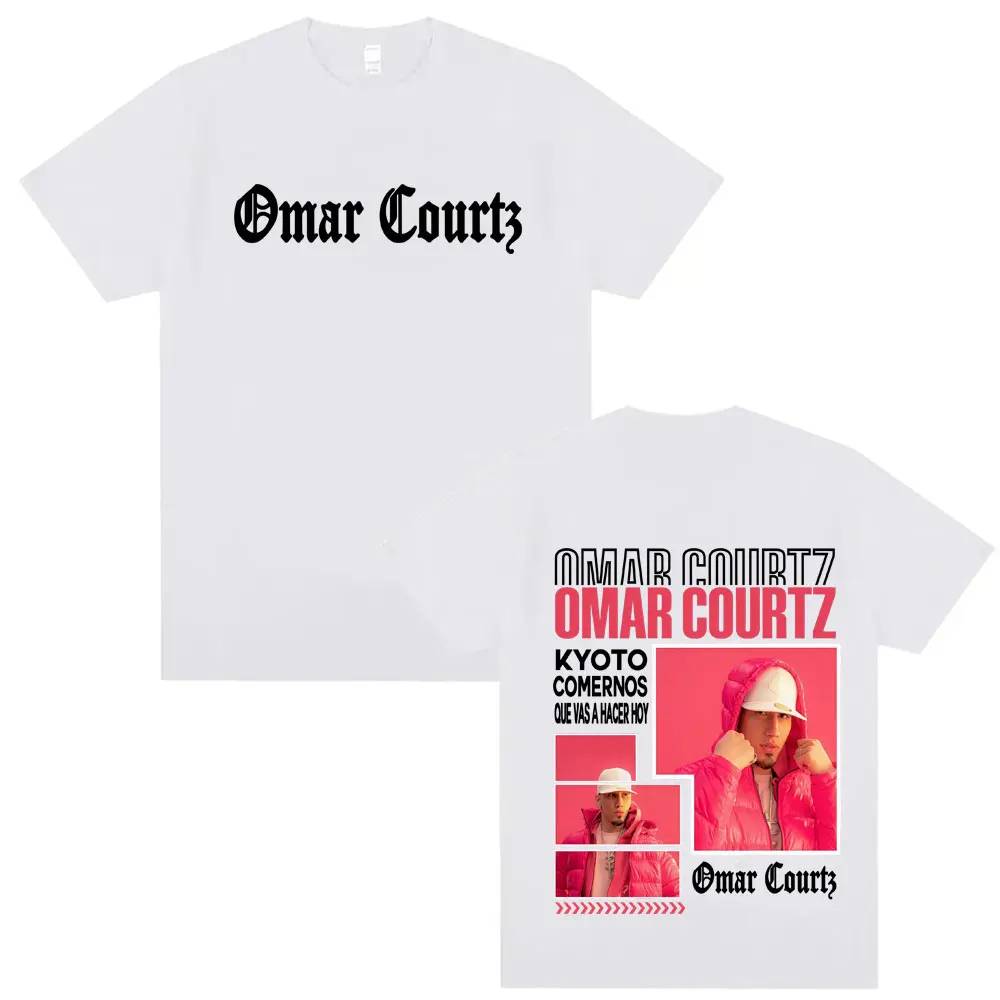 تي شيرت رجالي جديد مع غلاف ألبوم عمر كورز بويوما مطبوع هاراجوكو برقبة دائرية نمط Y2K قطن قصير الأكمام للجنسين #3