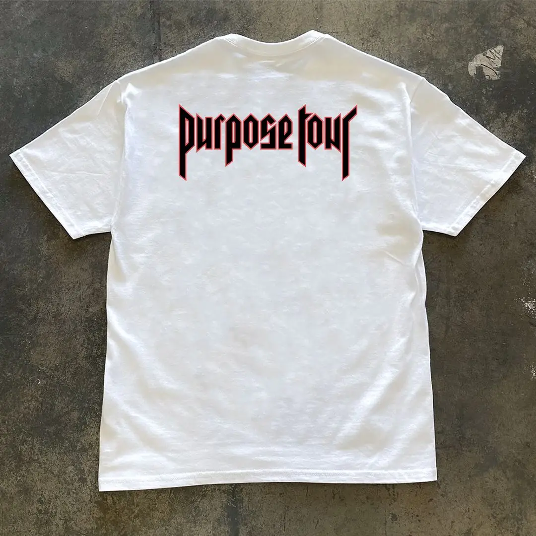 

American High Street Trend Loose Men's and Women's T-shirts Justin Bieber Justin Bieber Heavy Cotton Crew Neck Short Sleeves