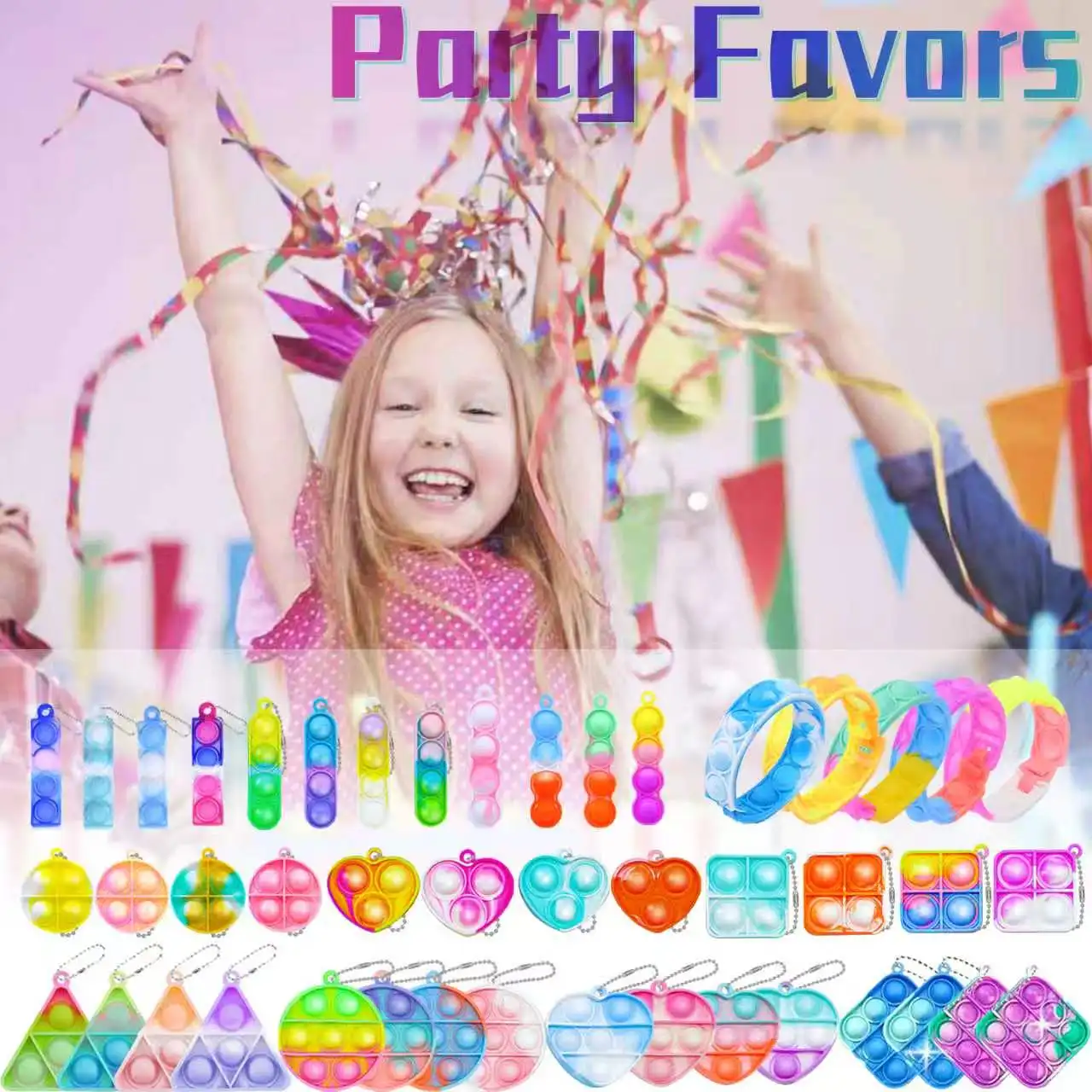 Mini Pop Keychain Fidget Toys for Kids-Birthday Party Favors Stocking Stuffers Classroom Prizes Stress Relief Toys For Children view 4