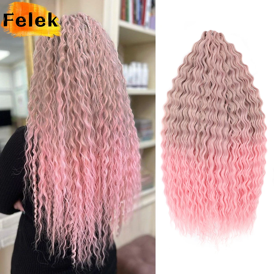 

3-4 Pcs Ombre Pink Ariel Curls Hair Water Wave Twist Crochet Hair 22-30" Synthetic Afro Curls Deep Wave Braiding Hair Extensions