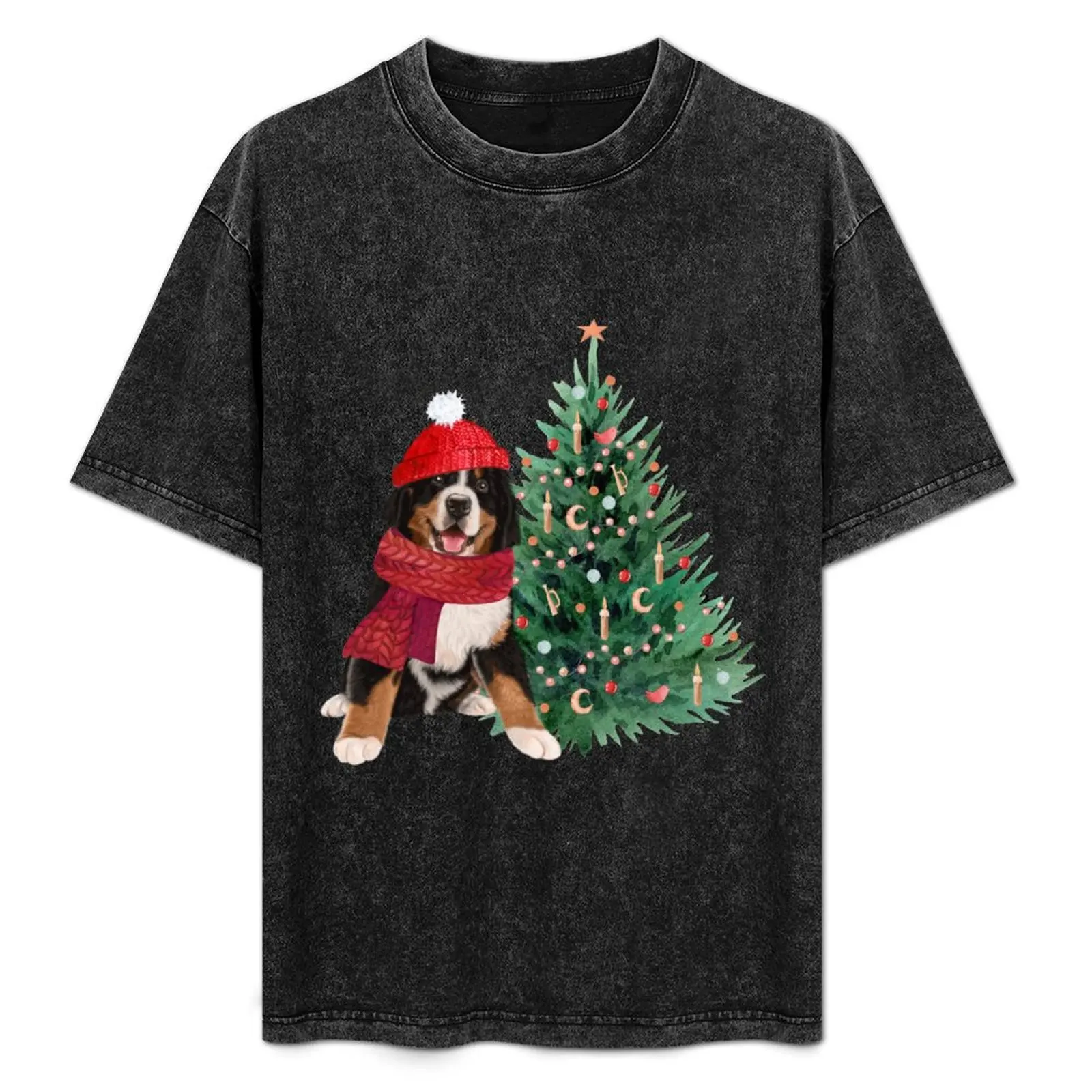 

Bernese Mt. Dog with charismas tree: Bernese Mountain Christmas Gift 24 T-Shirt Halloween Casual T-Shirt