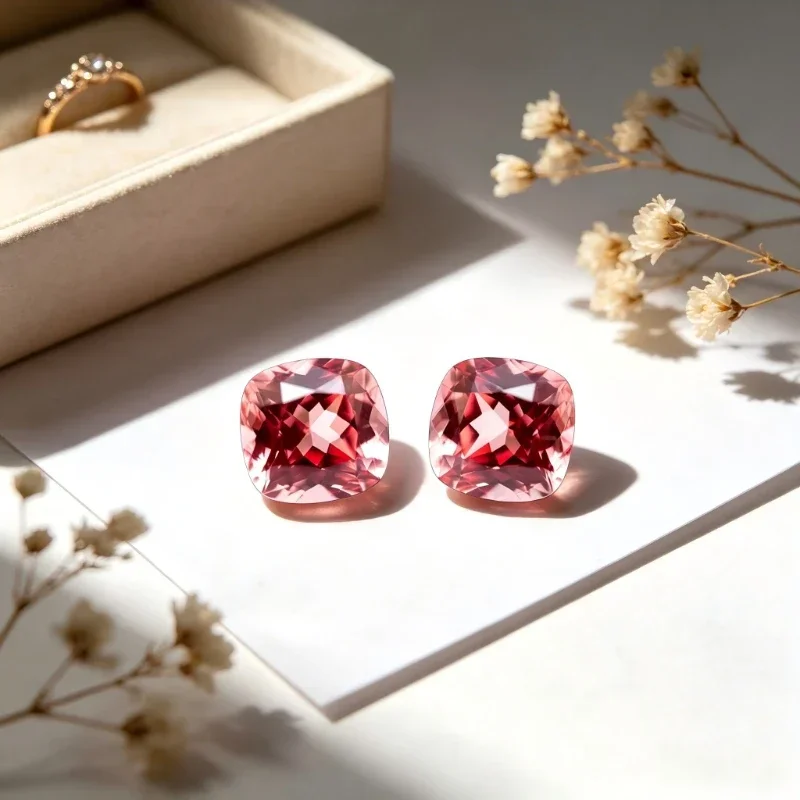 Künstlicher Edelstein Padparadscha Roter Lotus-Farbiger Kissenförmiger Edelstein Werksverkauf mit Zertifikat – Detail 4