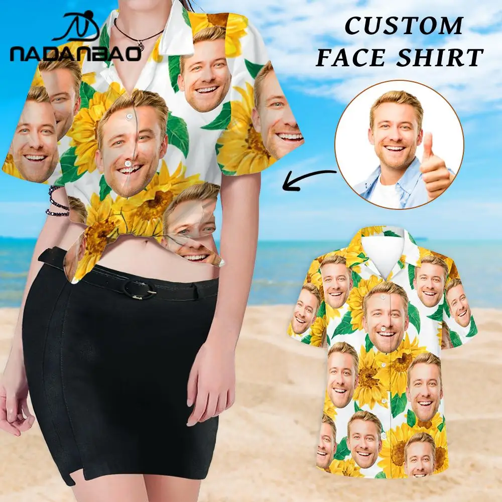 

Custom Hawaiian Shirt with Face Shirt for Man Woman Custom Unisex Shirt Casual Style Gift for Mom Summer Party Shirt