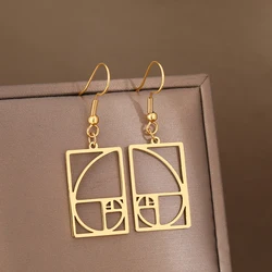 Pendientes de acero inoxidable para mujer, aretes de ciencia geométrica sagrada, relación de fibonreci, joyería Dangel, regalo para profesores de matemáticas, regalo para damas