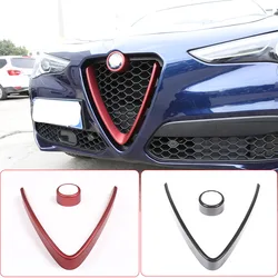 For Alfa Romeo Stelvio 2017 2018 2019 2020 2021 2022 2023 Carbon Fiber Style ABS Plastic Front Grill Decoration Frame Trim