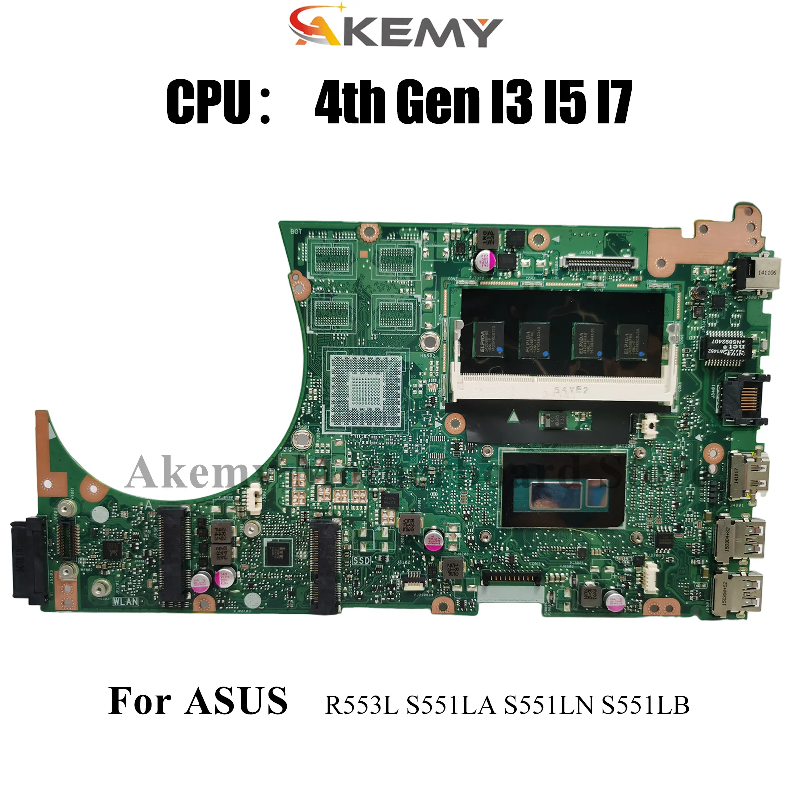 

S551LA Laptop Motherboard For ASUS VivoBook S551L S551LB S551LN S551LA R553L Notebook Mainboard With I3 I5 I7 CPU 100% tests OK