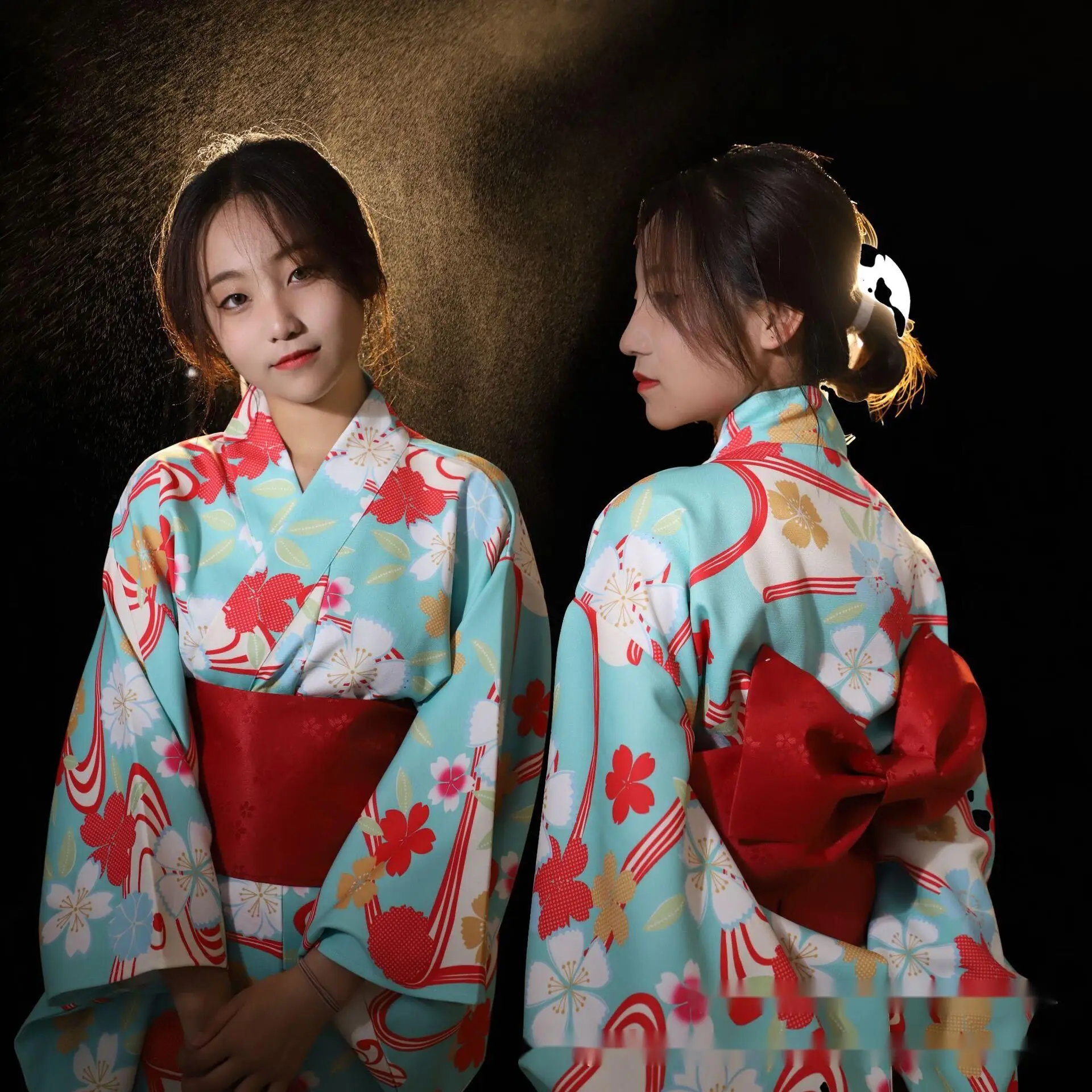 

Girls kimono women sweet cute formal dress Traditional retro style modified dress Japanese camellia yukata kimono