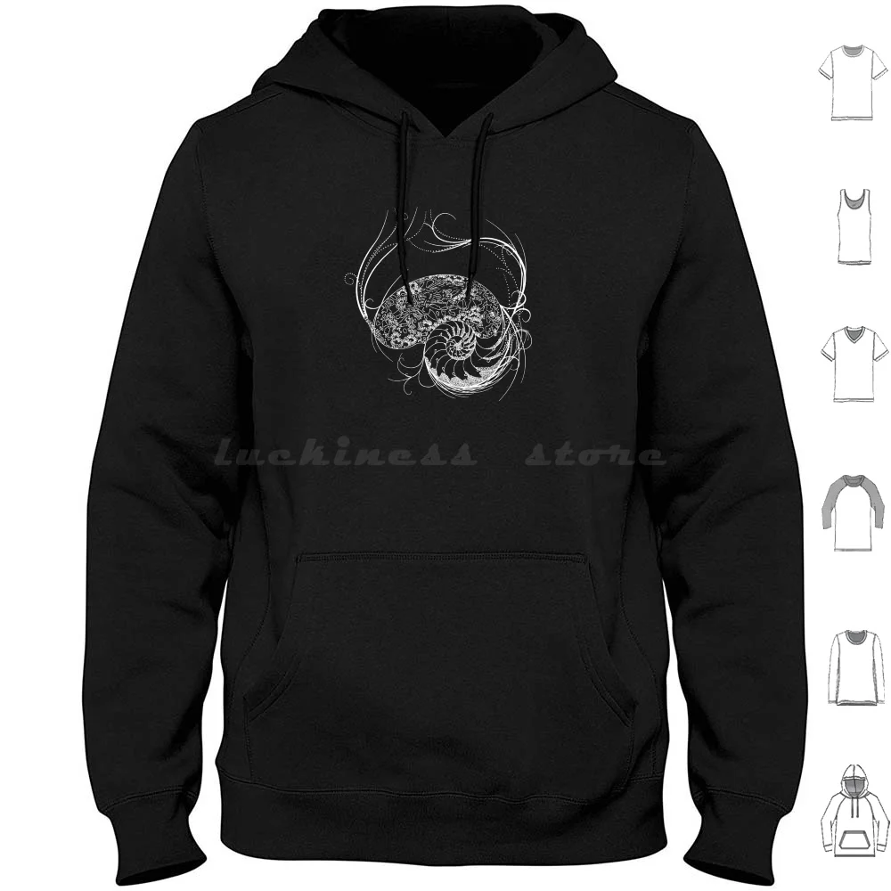 Fantastic Shell Design Hoodies Long Sleeve Shell Shell Design Black And White Nature Nature Design Original Fashion