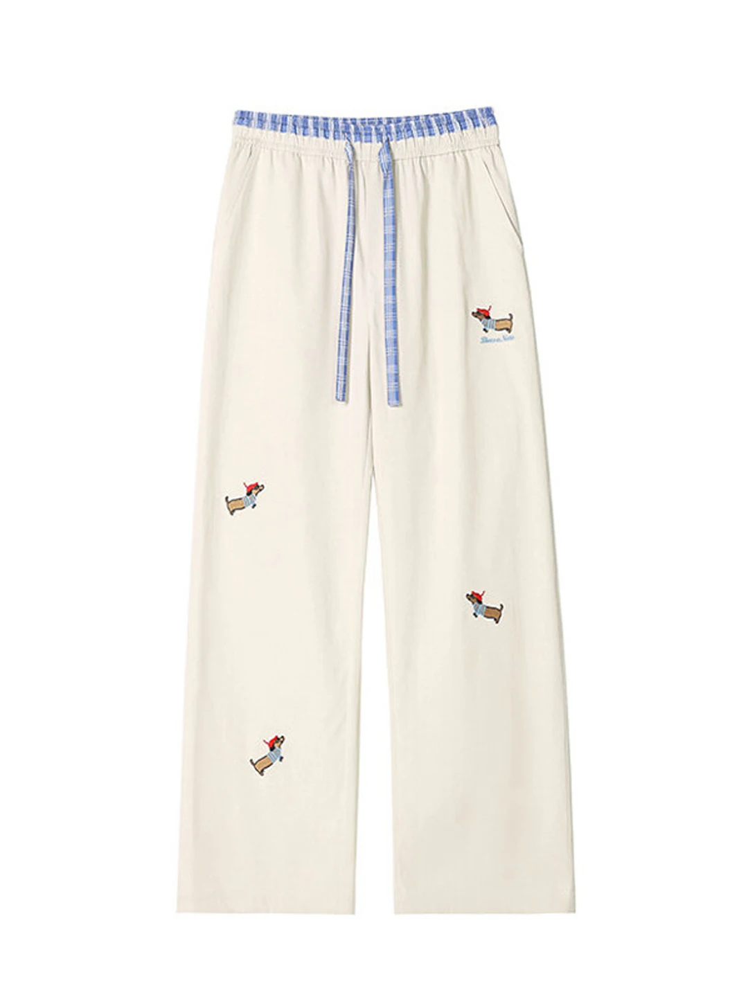 Pantalon décontracté à carreaux bleus pour hommes, coupe ample, jambes droites fines, vêtements de travail, respirant, taille élastique, Long, été