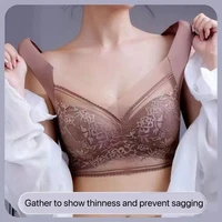1pcs Women Lace Plus Size Bra Basic Anti Sagging Thin Vest With Padded Female Brassier Lady Ice Silk Seamless Comfort Breath Bra 3
