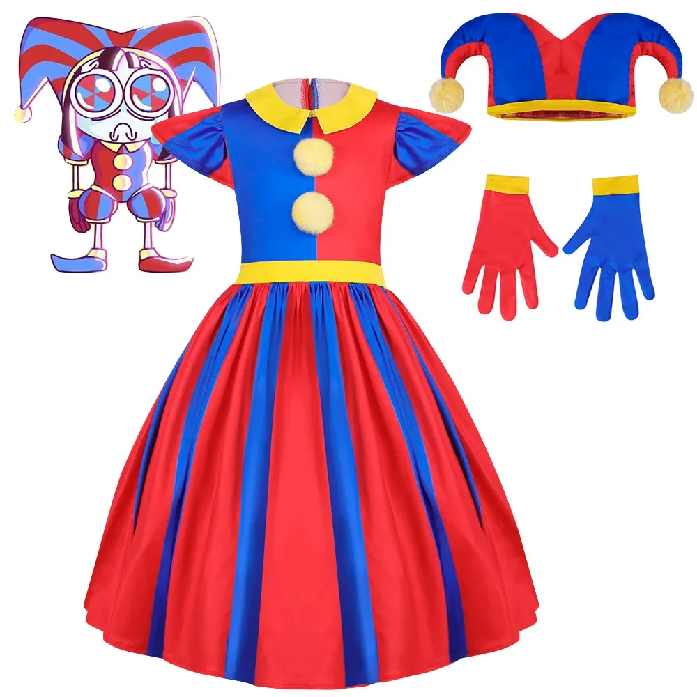 Kinderen Anime Easter Pomni Clown Cosplay Role Playing Kleding Peuter Meisjes Kostuum Bedrukt Kinderen Halloween Carnaval Kleding