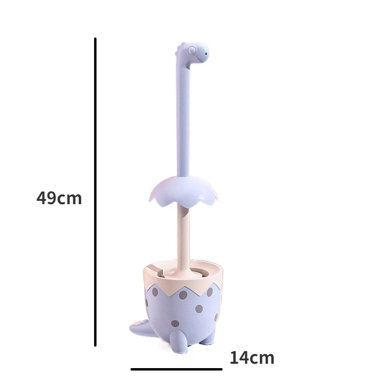 2024 New Cartoon Dinosaur Toilet Brush Household Silicone Brush Head Long Handle Toilet Cleaning Brush Home Cleaning