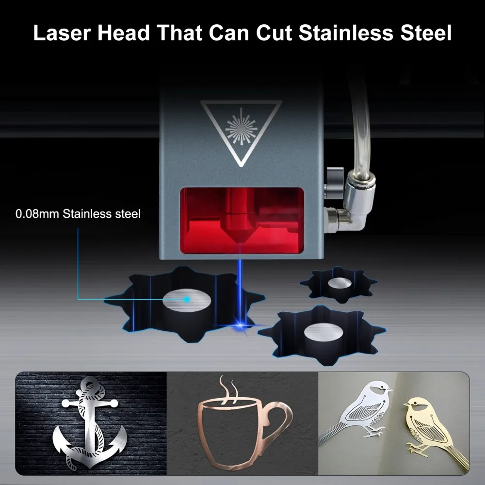 LASER TREE 4LDS-V2 20W Modulo incisore laser in metallo CNC con testa di taglio laser a diodi a foglia Air Assist Parte fai da te Pietra Gomma Vetro