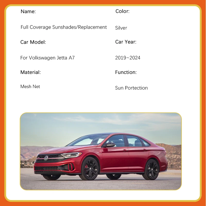 مظلة السيارة غطاء ل Volkswagen VW Jetta A7 2019 ~ 2024 نسخة طويلة المضادة للأشعة فوق البنفسجية واقية من الشمس نافذة تغطية الوسادة الشمس الظل الملحقات