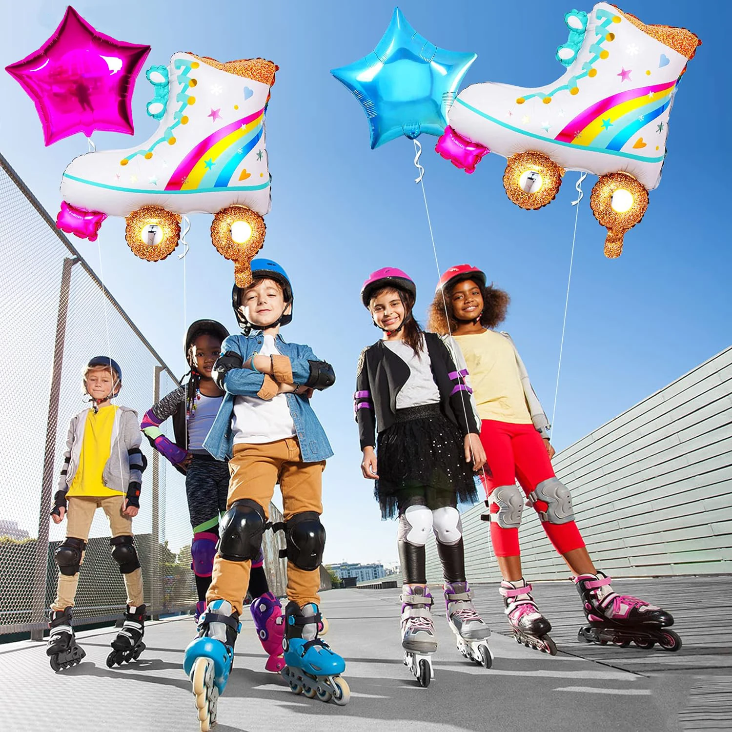 4 Pcs/Set Roller Skate Balloon Boom Box 80s 90s 22 Inch Disco Foil Balloons 80s 90s Retro Party Balloon for Party Decorations view 3
