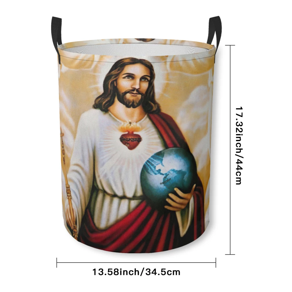 Jesus Christ and Angels Bundle Device Laundry Basket Fabric Laundry Moving Folding Dirty Laundry Basket Cartoon