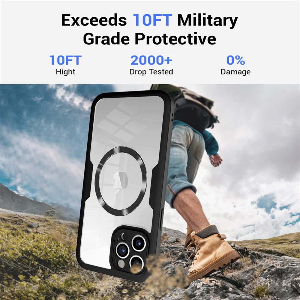 360 Full Body Transparent Magnetic For Magsafe Phone Case For iPhone 16 15 11 12 13 14 Pro Max 15 Plus Wireless Charging Cover — zdjęcie produktu 6
