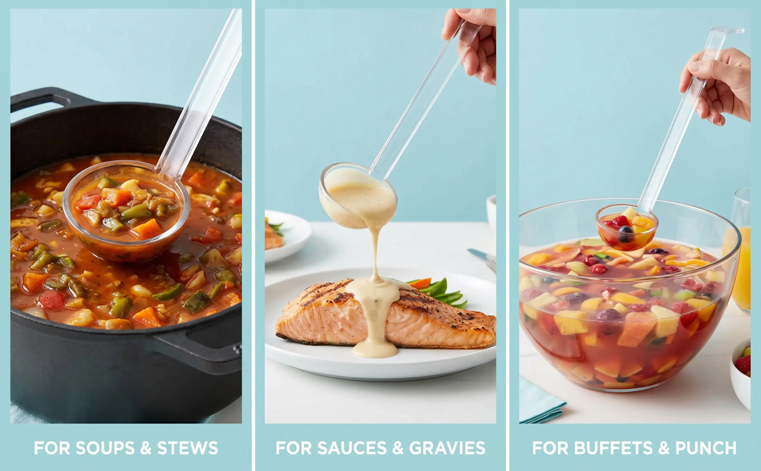 Long Handle Transparent Pc Spoon Bent Tail Design Clear Ladle Sauce Soup Gravy Buffet Catering Serving Plastic Cooking Scoop