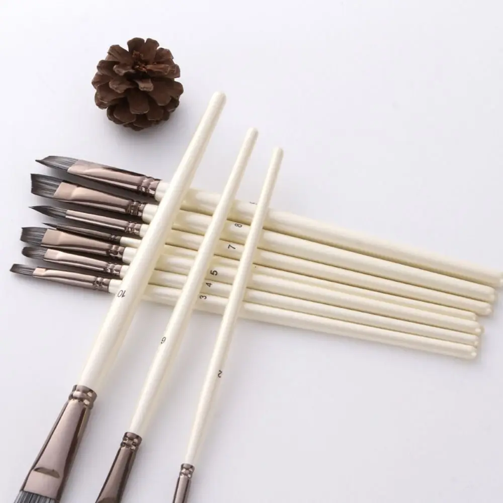 10 teile/satz Nylon Haar Pinsel Set Professionelle Holzgriff Acryl Öl Pinsel Leicht Zu Halten Multifunktional