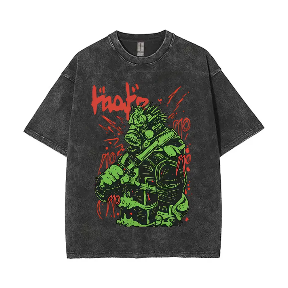 Washed Vintage Anime Dorohedoro Welcome To Chaos Kaiman Graphic T-shirts Men Women Cartoon Manga Oversized Short Sleeve T Shirt