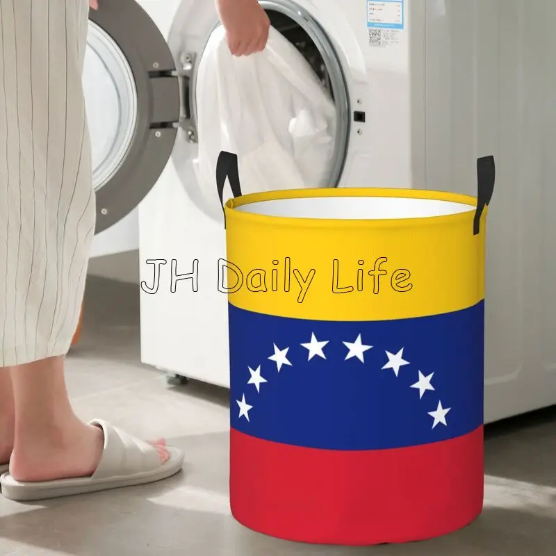 Venezuela Flag Laundry Basket with Handles Universal Waterproof Laundry Hamper Foldable Clothes Storage Bucket Toy Organizer Bin image 5