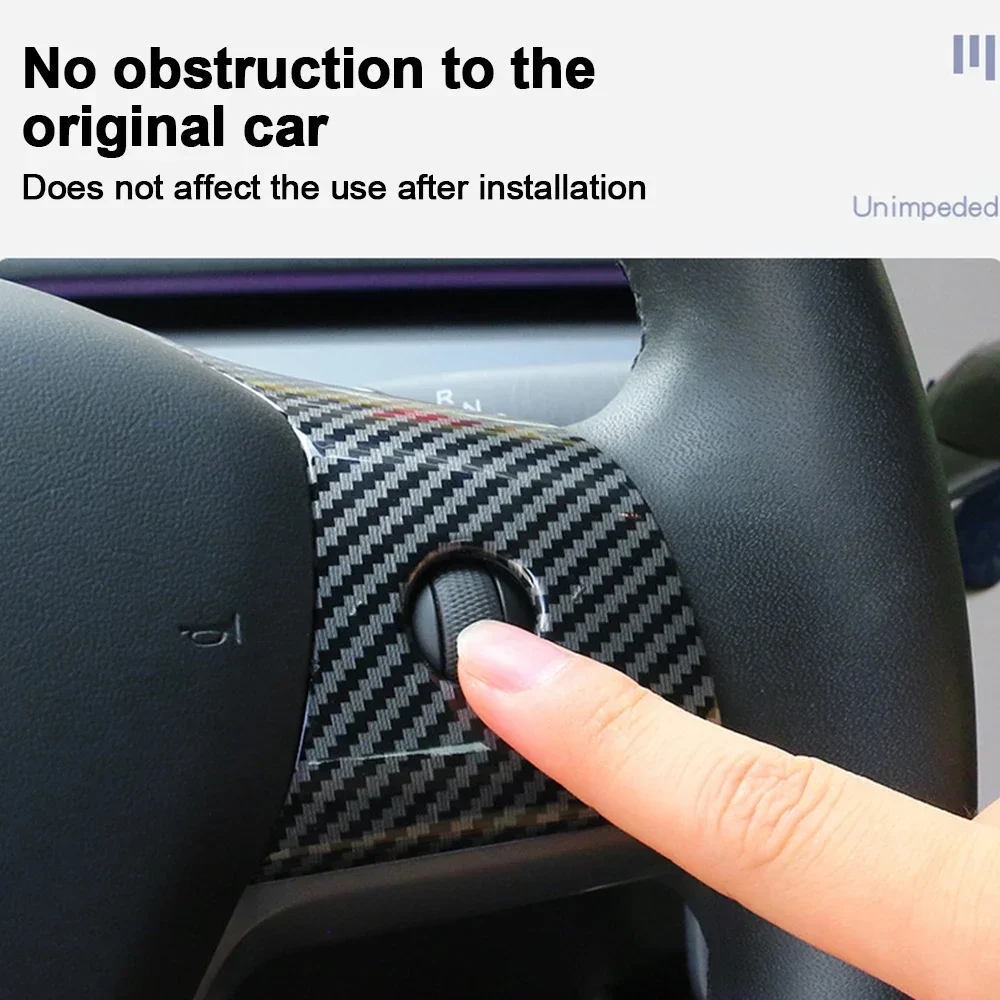 For Tesla Steering Wheel Model 3 Model Y Trim Of ABS Carbon Fiber Matte For Tesla 2022/2023 Interior Modified Accessorie Worldmu