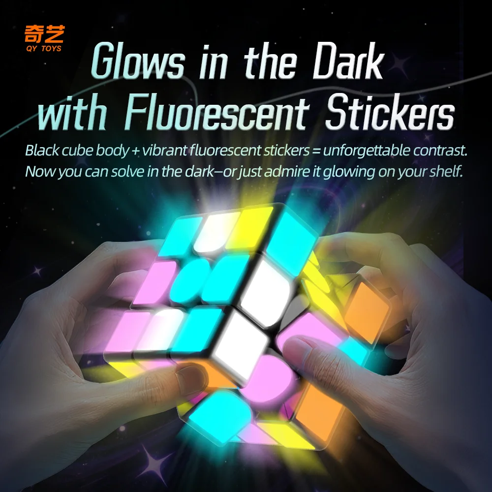 QiYi-Cubo adhesivo fluorescente 2x2 3x3, Cubo de espejo Pyraminx, Cubo de velocidad profesional, rompecabezas, juguetes, regalo para niños, Cubo mágico