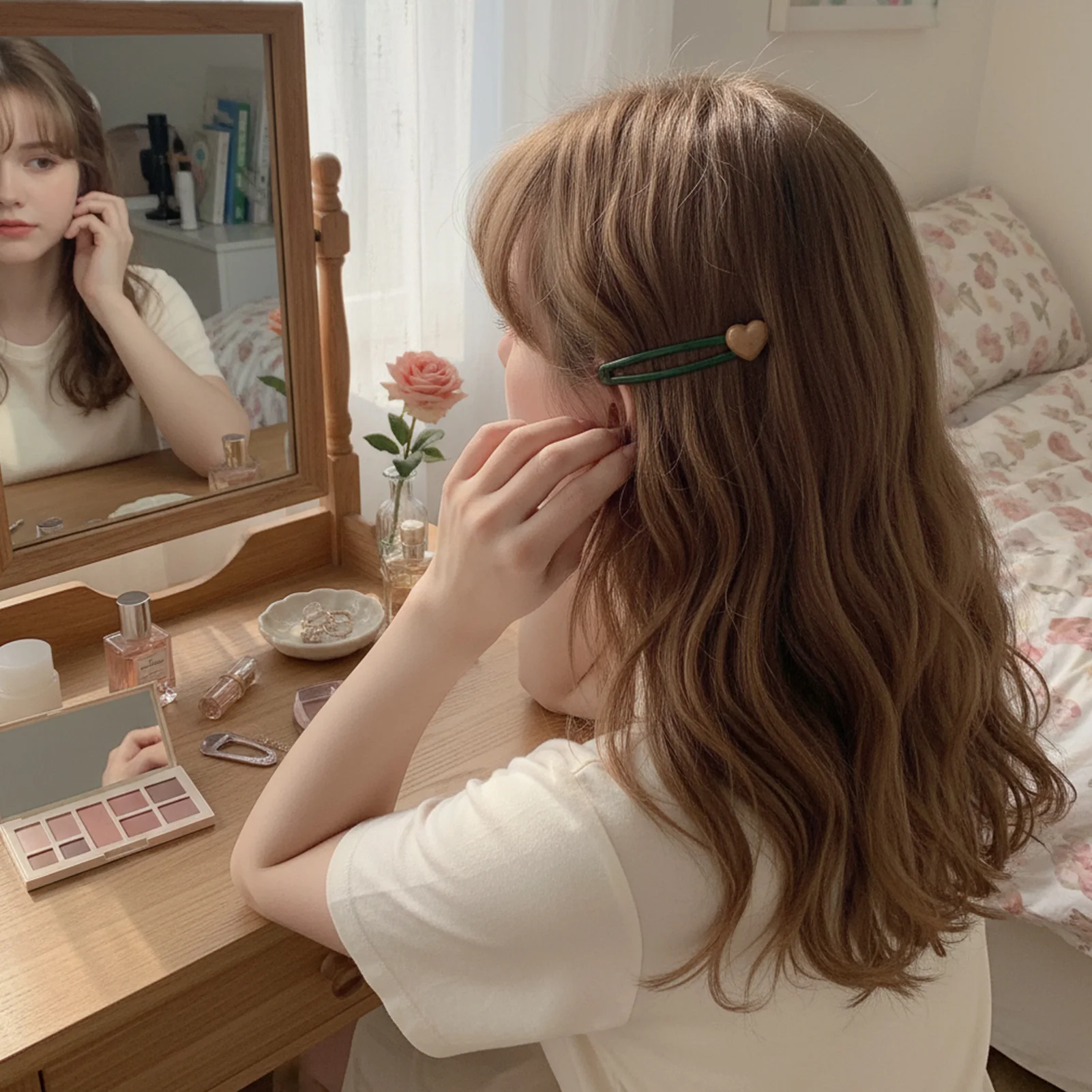 2 Stück Süße Mädchen-Haarspangen, Koreanische Mode-Haarklammern, Herzförmige Snap-Clips, Haarkrallen für Frauen, Haaraccessoires – Detail 8