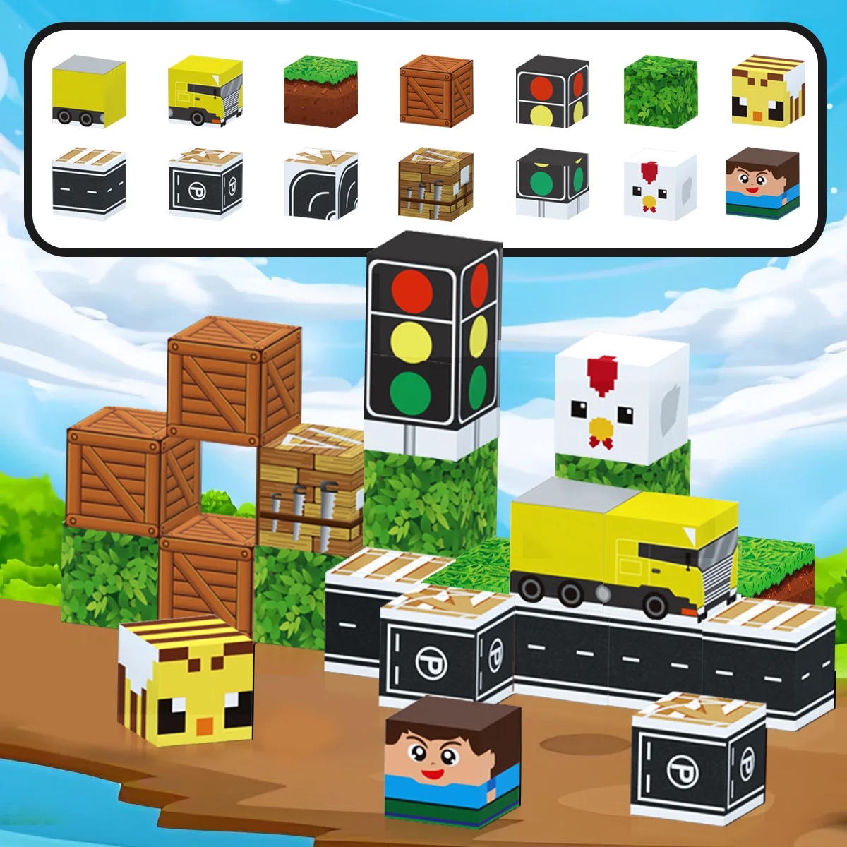 Zestaw magnetycznych klocków w metalowym pudełku, układanki magnetyczne, zabawki sensoryczne, odpowiednie na prezenty na Halloween dla chłopców i dziewczynek