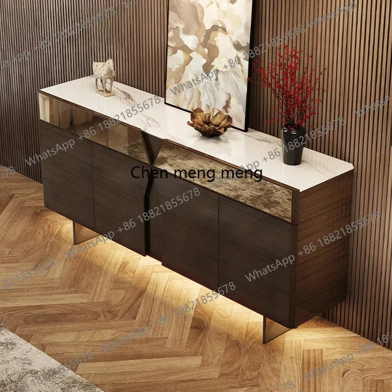 

RR Italian marble dining side cabinet guest restaurant storage modern simple solid wood entrance side cabinet