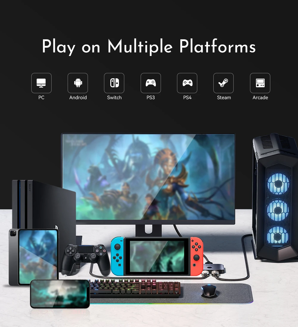 Haute42 Fightstick Hitbox Leverless Controller Mini Stickless Arcade Stick For PC /Ps3/ Ps4 /Switch Arcade Hitbox Controller