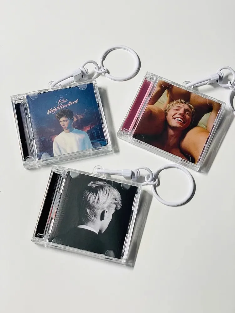 Pop Troye Sivan Bloom MINI Music CD NFC Keychain Play Song Blue Neighbourhood Album DIY Necklace Cosplay Keyring Acrylic Pendant