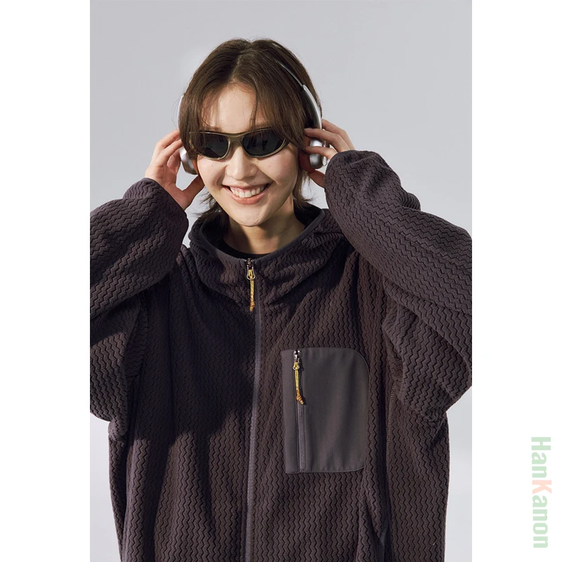 

Зимняя уличная ветрозащитная волнистая куртка с воротником-стойкой и воротником-молнией, унисекс, свободная повседневная теплая ветрозащитная куртка.