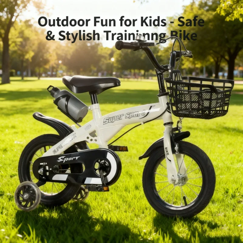 

Vikabe Kids Bicycle White Top with Kettle Model Flashing Wheel for Boys And Girls Aged 3-10 Years Old - Children's Safety Bike