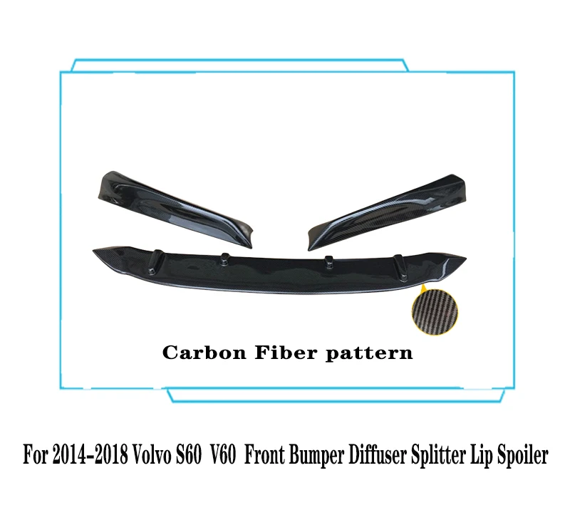 Voor Volvo S60 V60 Sedan 2014-2018 Voorbumper Diffuser Splitter Lip Spoiler Beschermkap Abs Plastic Tuning Body Kit Accessoires