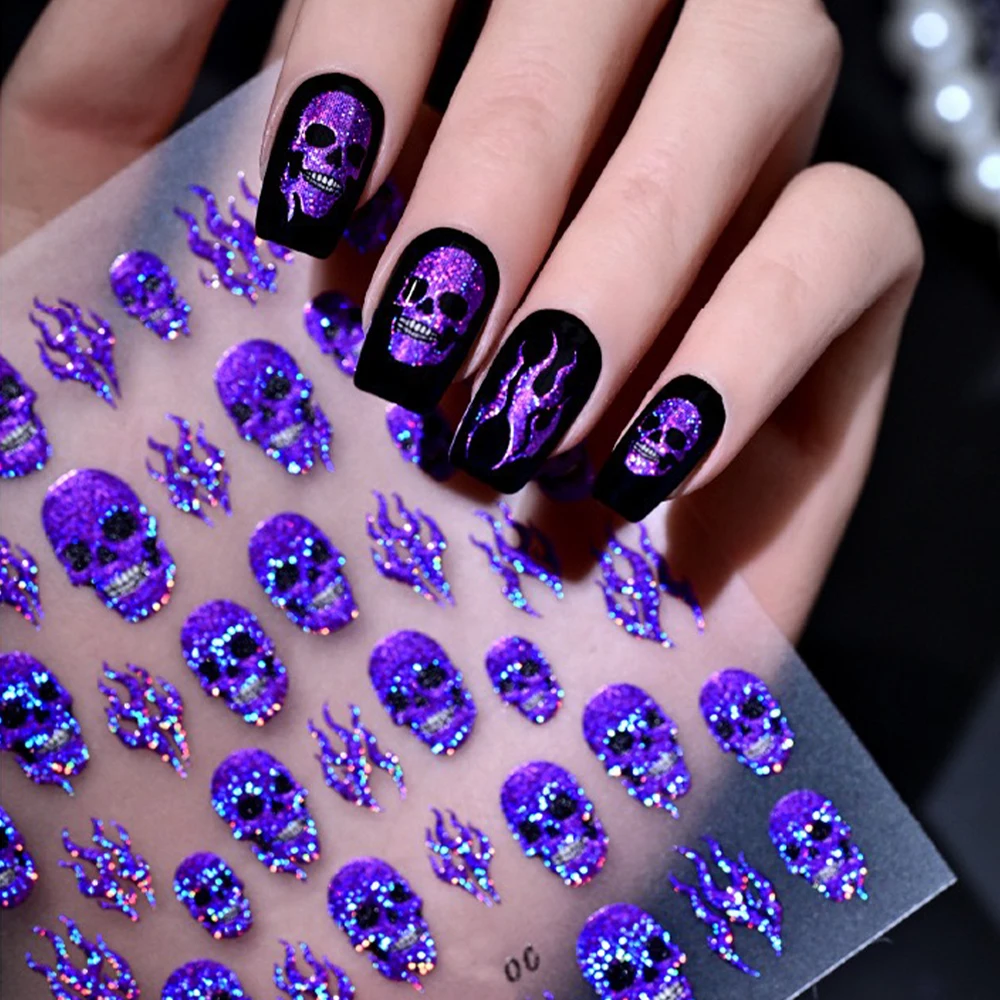 สติ๊กเกอร์ติดเล็บลายหัวกะโหลกเ - Nail Art Gothic บทวิจารณ์และราคา