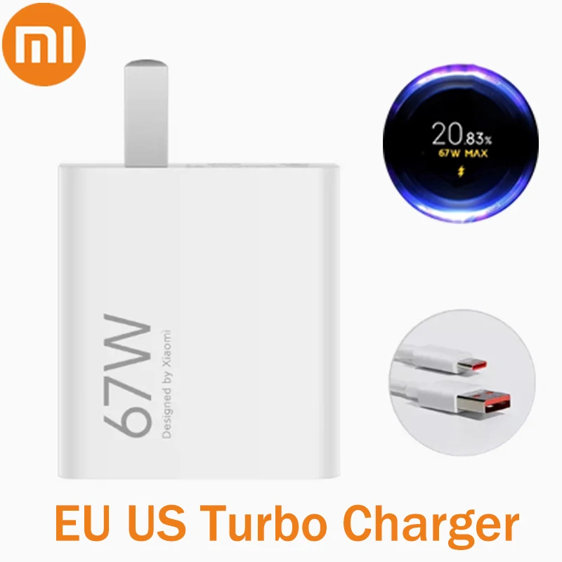 Xiaomi Original 67W Charger Turbo Fast Charge Adapter For Mi 13 12S Ultra 11 Redmi Note 13 12 Pro K50 Poco X6 X4 GT Type C Cable