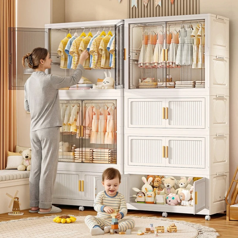 Armario infantil para el hogar, sin necesidad de instalación, sencillo, para ropa de bebé, armario pequeño multifuncional, ropero, mueble de dormitorio