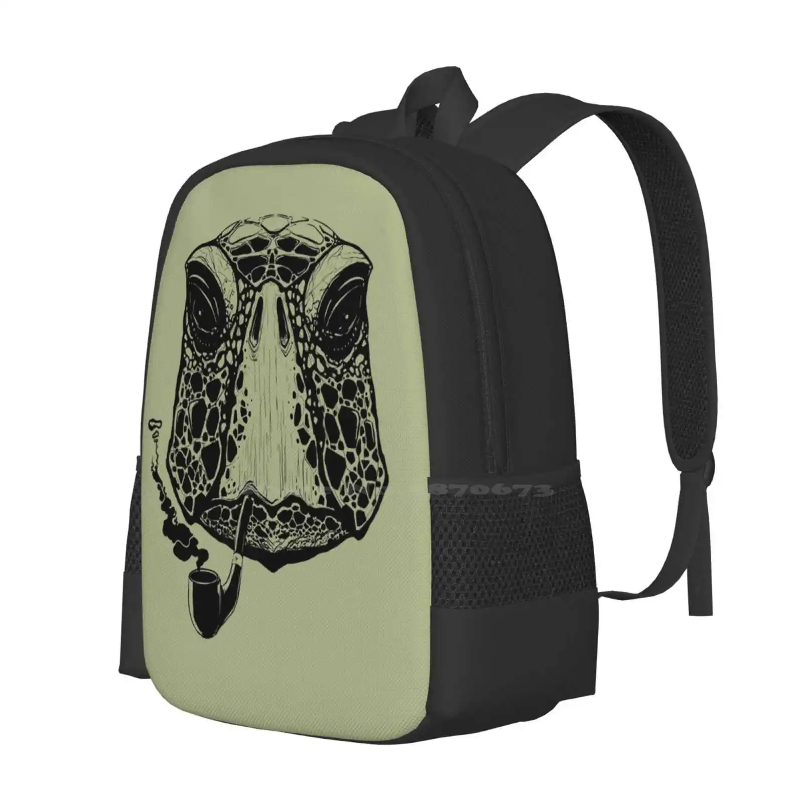 Take Your Time Hot Sale Backpack Fashion Bags Turtle Animal Pipe Smoking Black Ink Sketch Monochrome One Color Cute Smoke