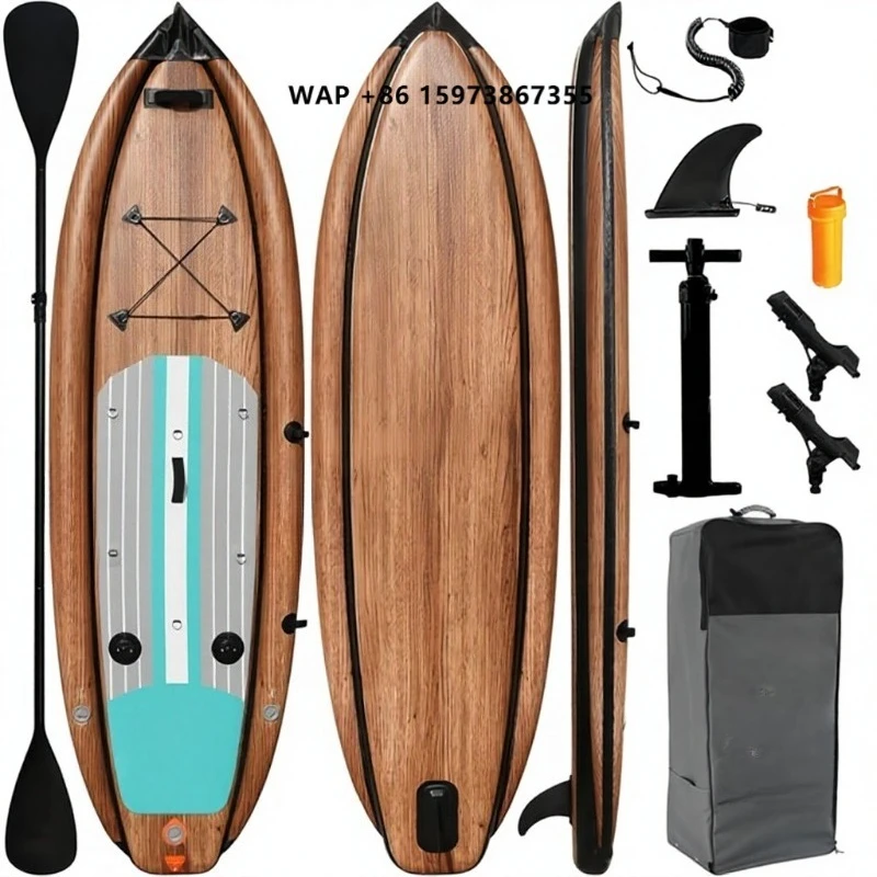 

2025 New Trend IBoard ISUP Pink Wood PVC/EVA Inflatable Paddle Board All-Around SUP for Fishing and Surfing