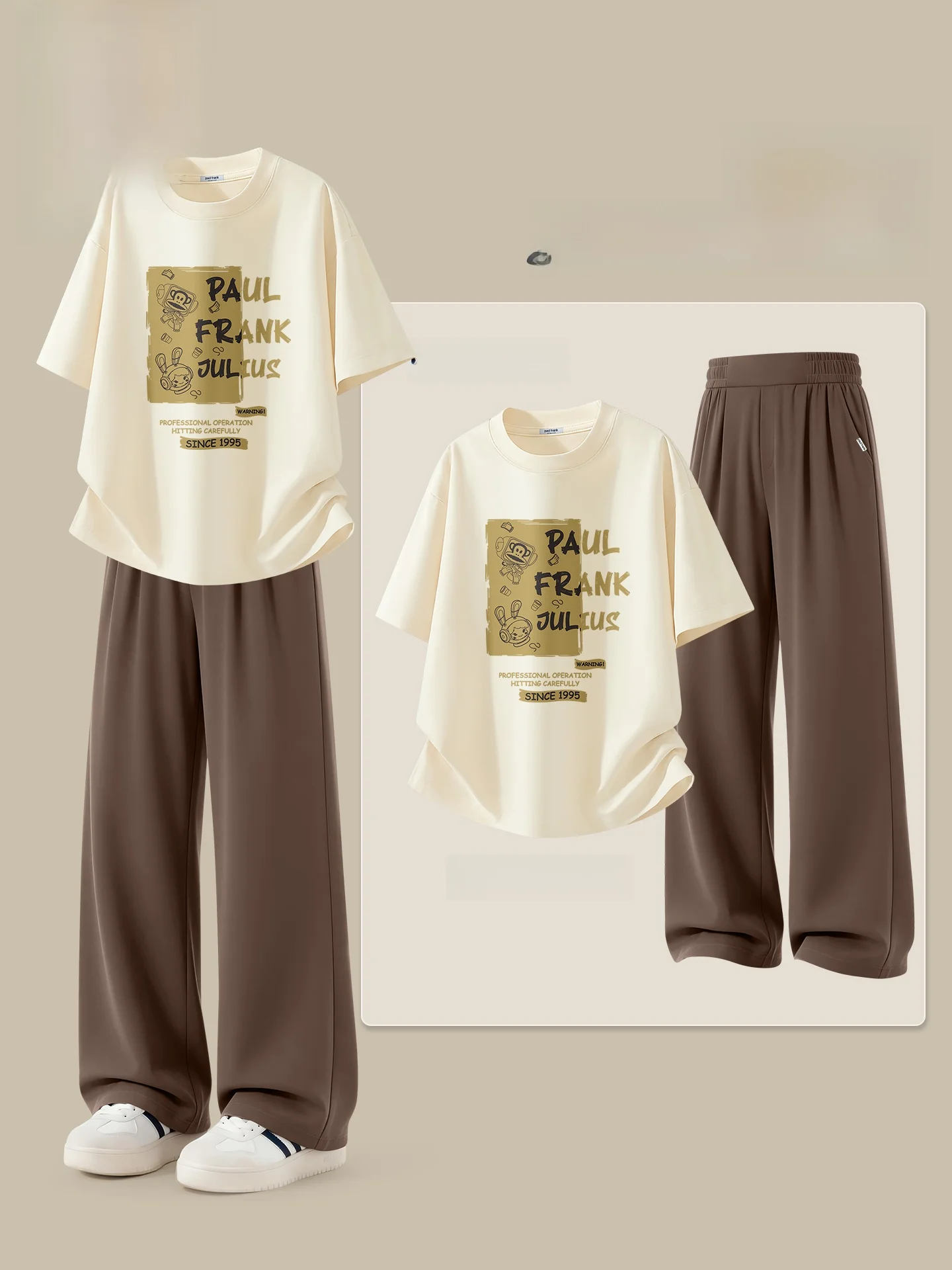 

Summer 2026 Ice Silk ort Sve T-irt And Straight Leg Pants Set for Boys American Sle Casual Sportswear