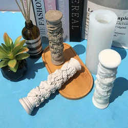 Concrete Coil Dragon Column Silicone Mold, Oriental Totem Design Candle Mold, DIY Cement Fish Tank Decoration Mould, Home Decor
