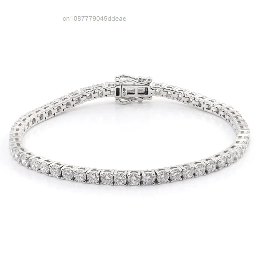S925 necklace Moissanite 3mm Diamond Tennis Chain Bracelet 14k White Gold HPHT Lab Diamond Bangle Bracelet Super Sparkle Hiph