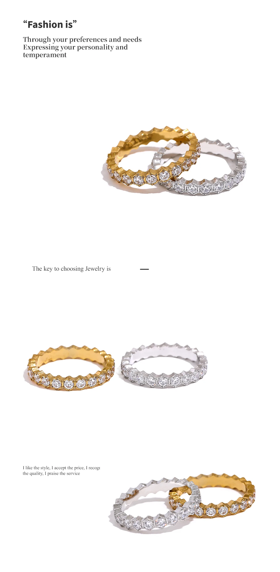 Yhpup Exquisiter weißer Zirkonia Bling Edelstahl Klassisch Dünn Schicker Ring Luxus Verlobung Hochzeit Modeschmuck Geschenk – Detail 5