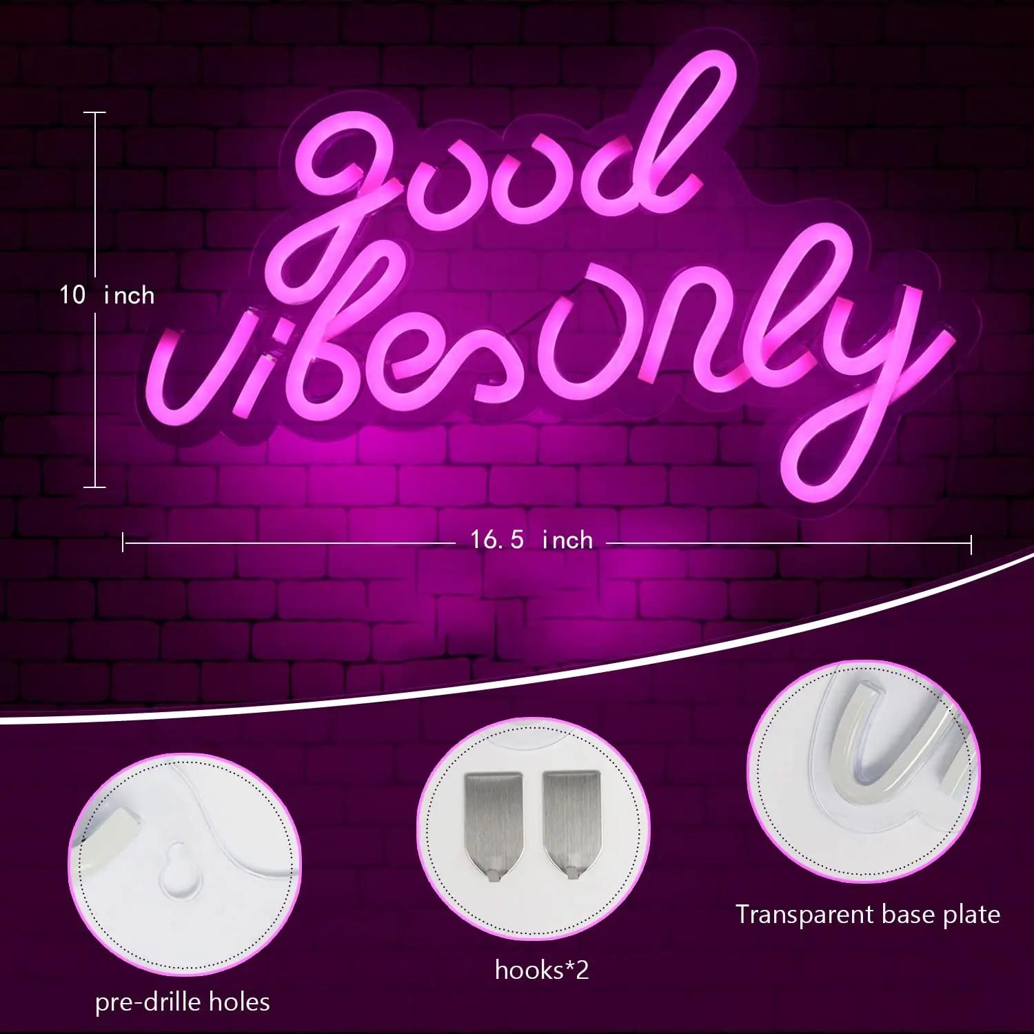 Custom Good Vibes Only Neon Sign Blue Pink Acrylic Board Bedroom Wall Decor LED Lights for Party Bar Lamps USB with Switch