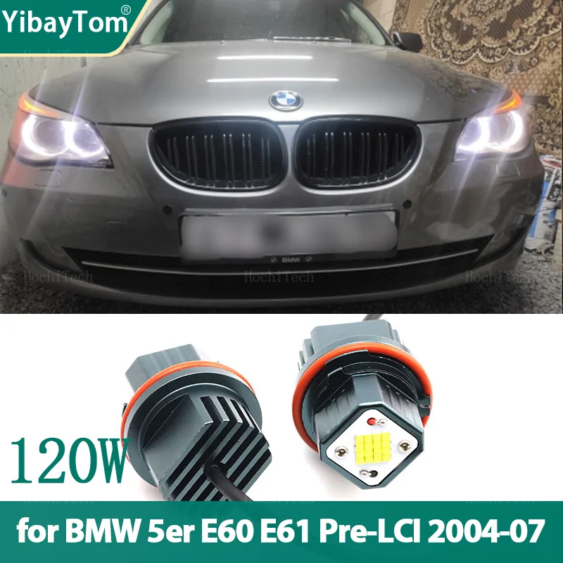 

120 Вт белая светодиодная лампа с ангельскими глазами для BMW 5 серии E60 E61 Pre-LCI 520i 523i 525i 528i 530i 535i 540i 2004-2007