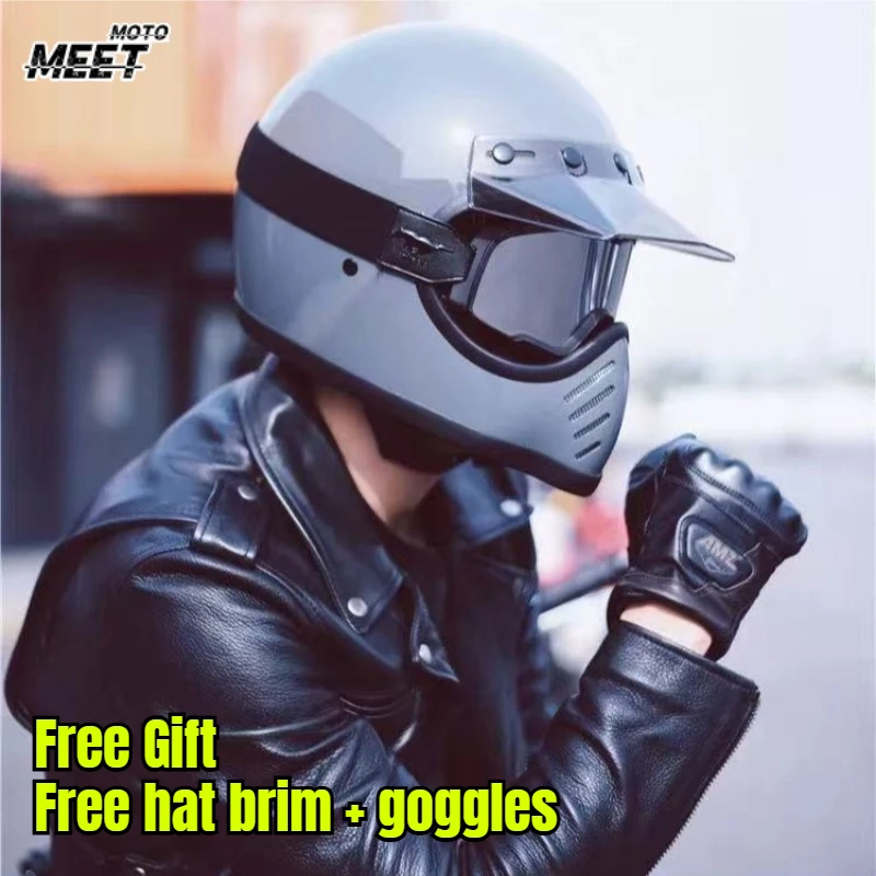 Japanese Pointed-mouth Retro Motorcycle Equipments & Parts Helmets & Headwear Small Shell Hlemet Yellow Red Capacete