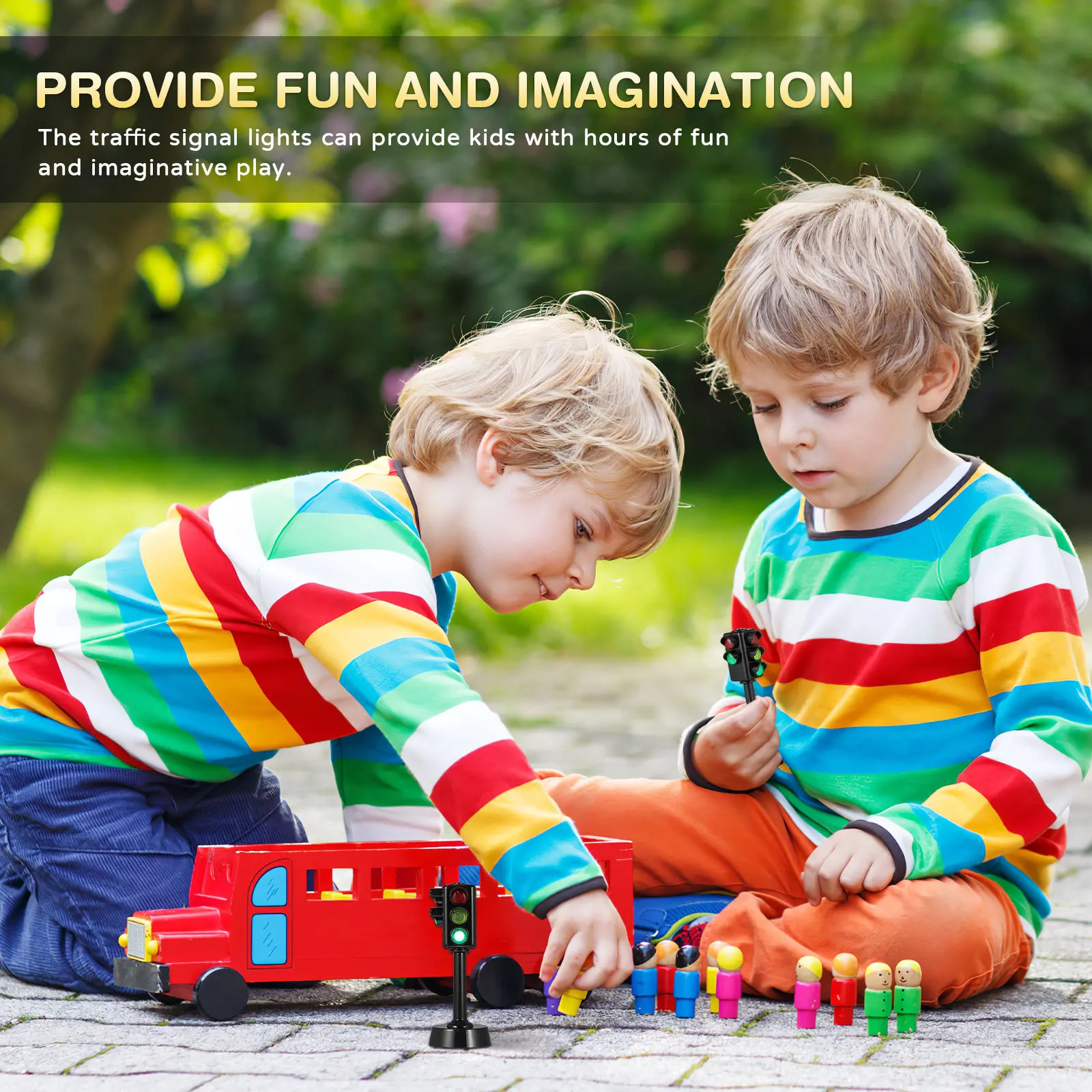 2Pcs Educational Traffic Signal Lamp for Kids Premium Plastic Build Red Green Yellow 3-Light and 2-Light Sides Stable Round Base