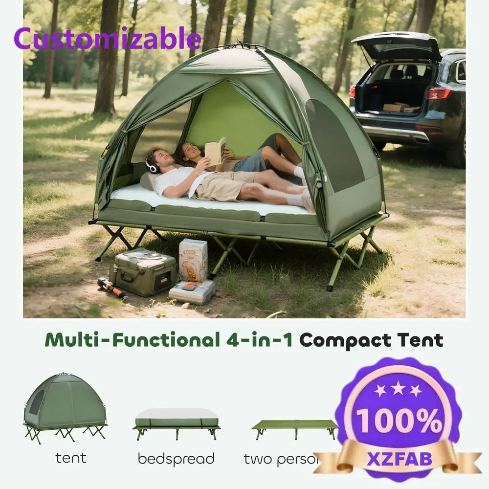 Factory Direct 2026 Camping Tent Cot, Folding Tent Cot Combo with Mattress, Pillow, Sleeping Bag, Roller Carrying Bag, Off Groun